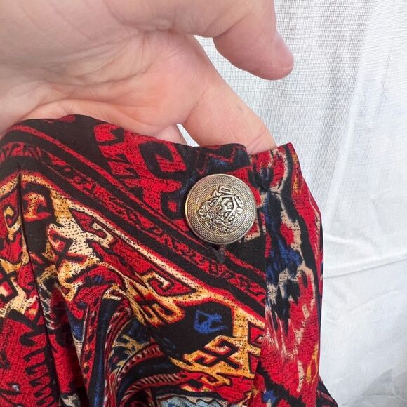 Elisabeth Williams Maximalist Print VTG Blouse Crested Buttons Size XL Statement - Picture 7 of 10